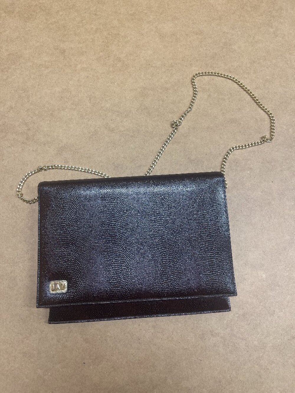 Vintage Genuine Lizard Skin Clutch Chain Crossbody Bag Unbranded Monogram JAT